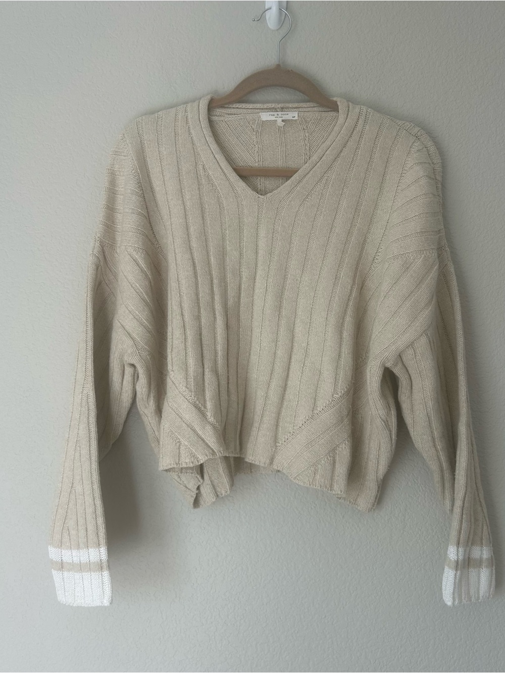 Rag & Bone Serena Wool Blend Sweater in Cream/White
